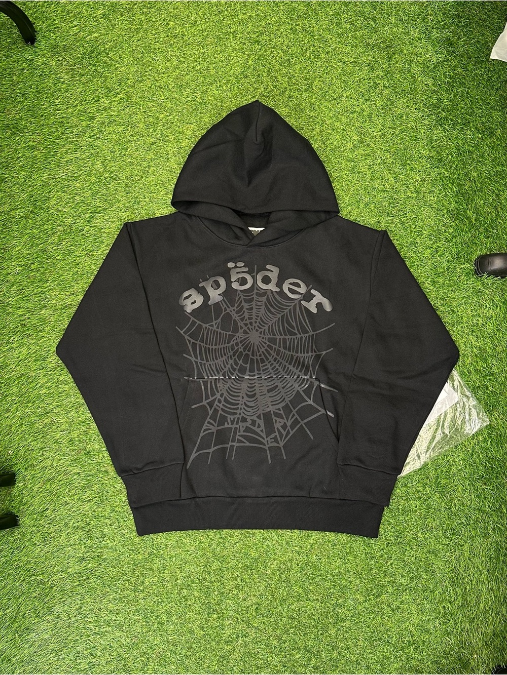 Black 'spöder' Graphic Crewneck Hoodie